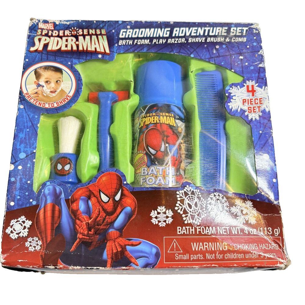 The Amazing Spider Man Grooming Razor Adventure Set Bath 2011 foam RARE VTG